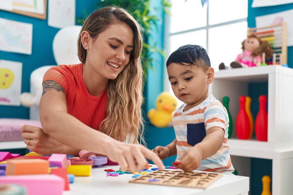 Engaging Playtime Between Mother and Son